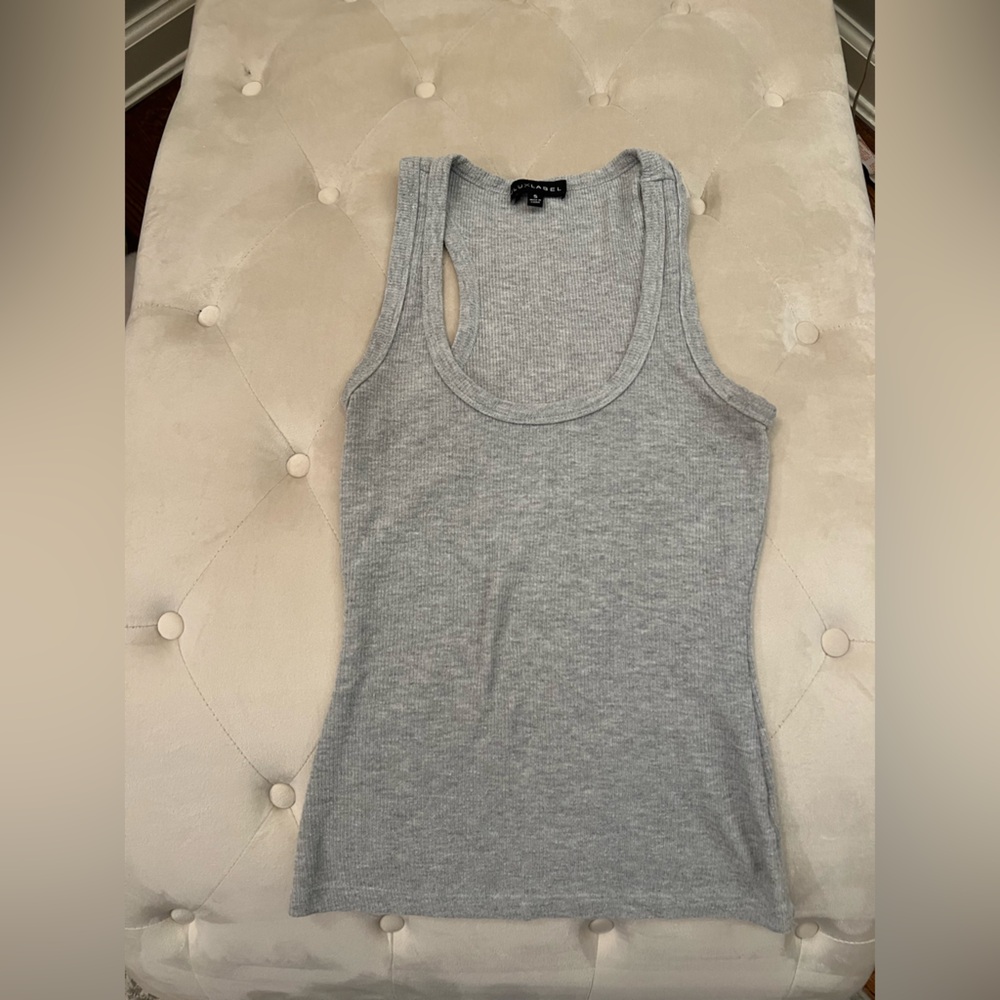 JLUXLABEL Gray Ribbed Tank Top - Picture 1 of 3